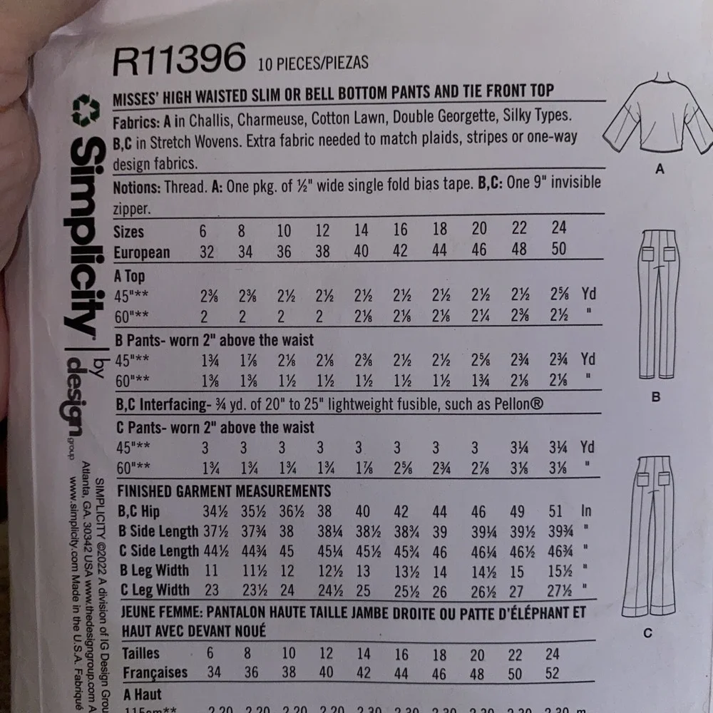 Simplicity MiG Ladies Outfit Sewing Pattern R11396 Size 6-14 Uncut Pants Top